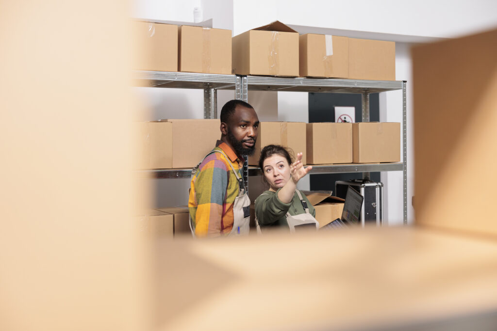 Organized warehouse layout maximizing space usage and accessibility