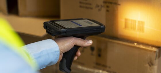 Scanning box with barcode for FNSKU, UPC and SKU labeling in eCommerce fulfillment