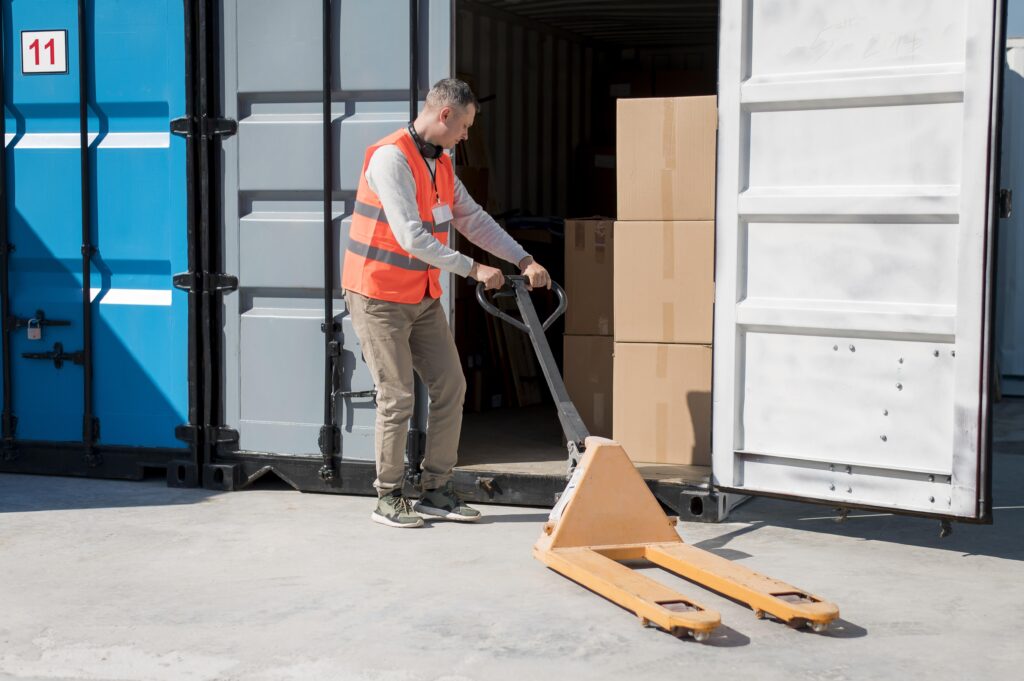 pallet handling and transloading operations at a Riverside logistics center